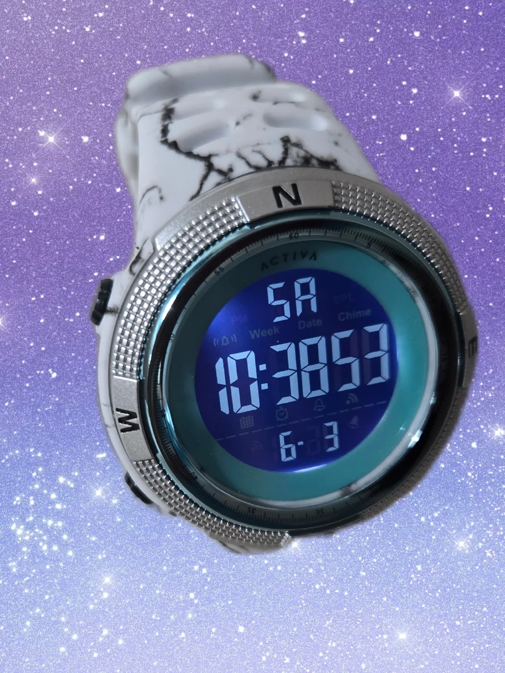 Ativa Summit X White Marble Digital Sports Watch - Turquoise Dial